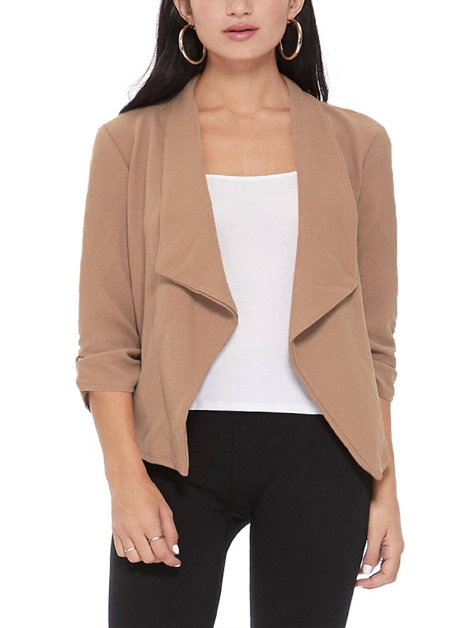 MOA COLLECTION - Wholesale Blazer - Women's - Casual Open Front Draped Solid Blazer Jacket32