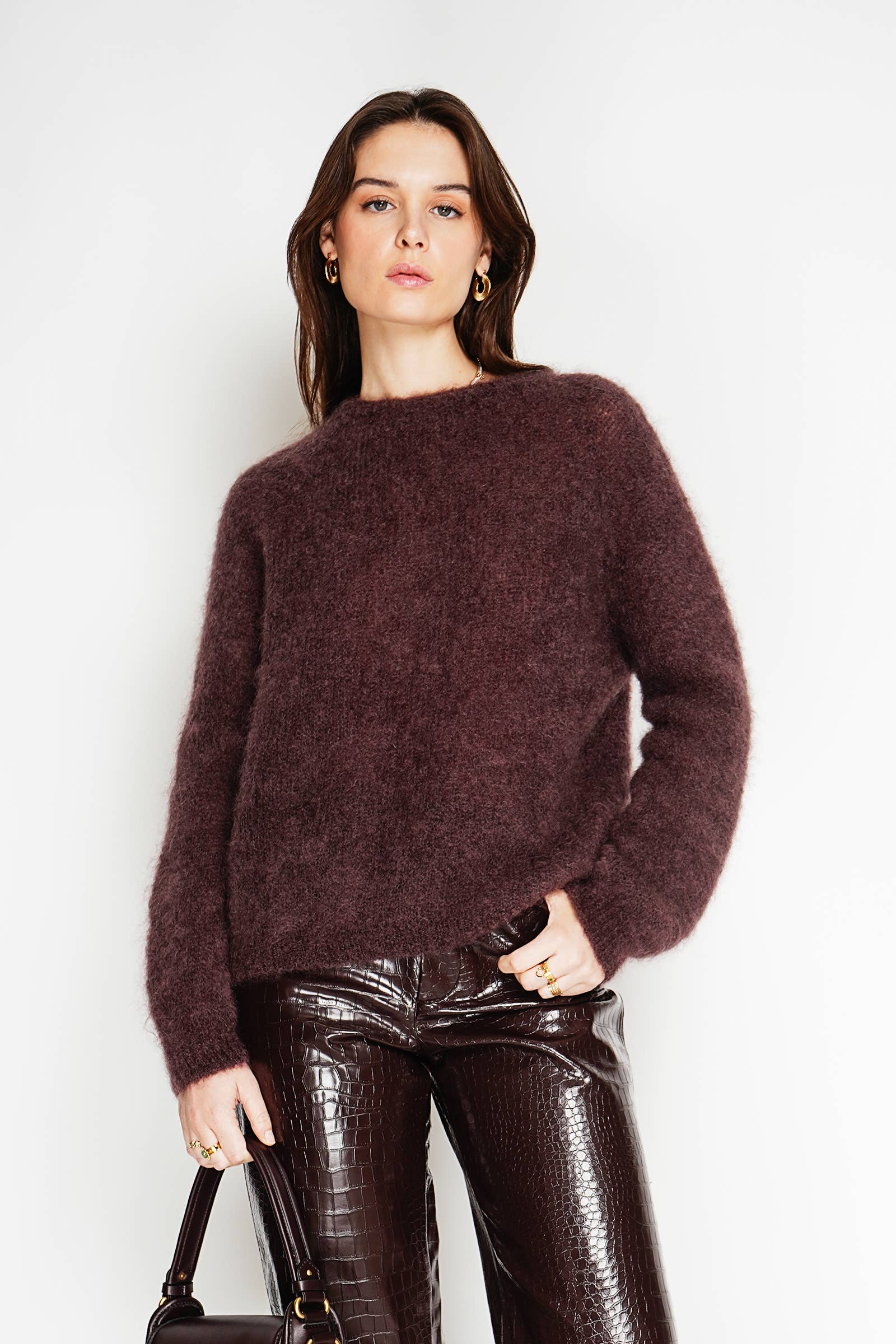 NOELINE – wholesale Knitted jumper – Women′s – 80% kid mohair sweater 301221