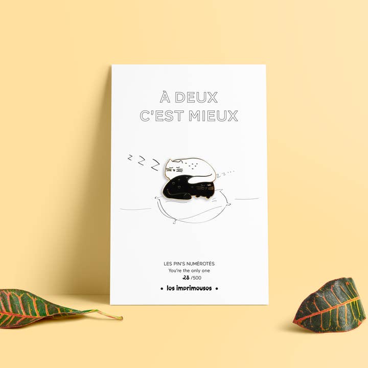 LES IMPRIMEUSES - Wholesale Brooch - Pins - Two is better - Two black and white cats