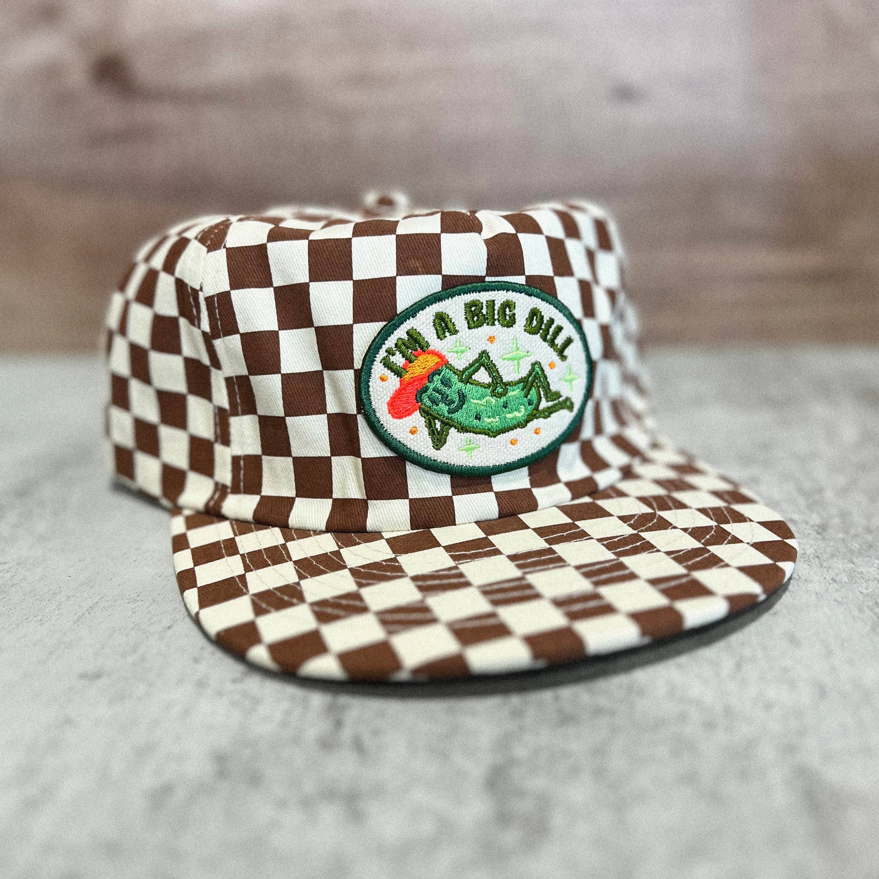 The Space Bureau - Wholesale Flat Brim Cap - Unisex - Big Dill Pickle 5-Panel Checkered Floppy Hat3