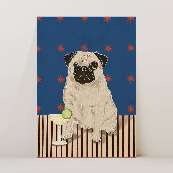 Pug Fawn Print for wholesale by Illustrated by Weezy