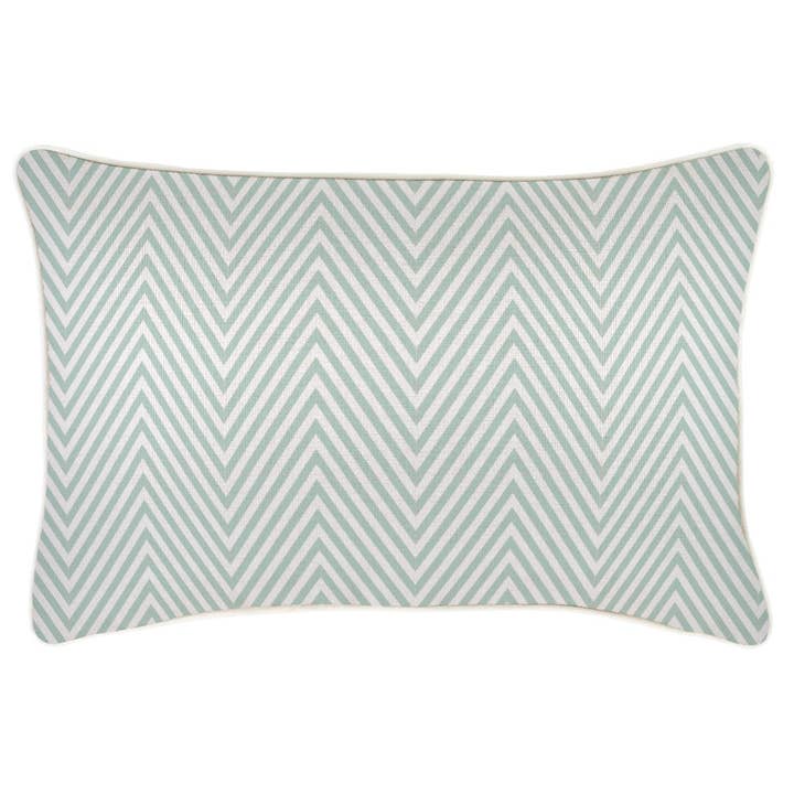 Federa copricuscino con profilo zigzag menta pallida 35 cm x 50 cm per la vendita all'ingrosso da parte di Escape To Paradise