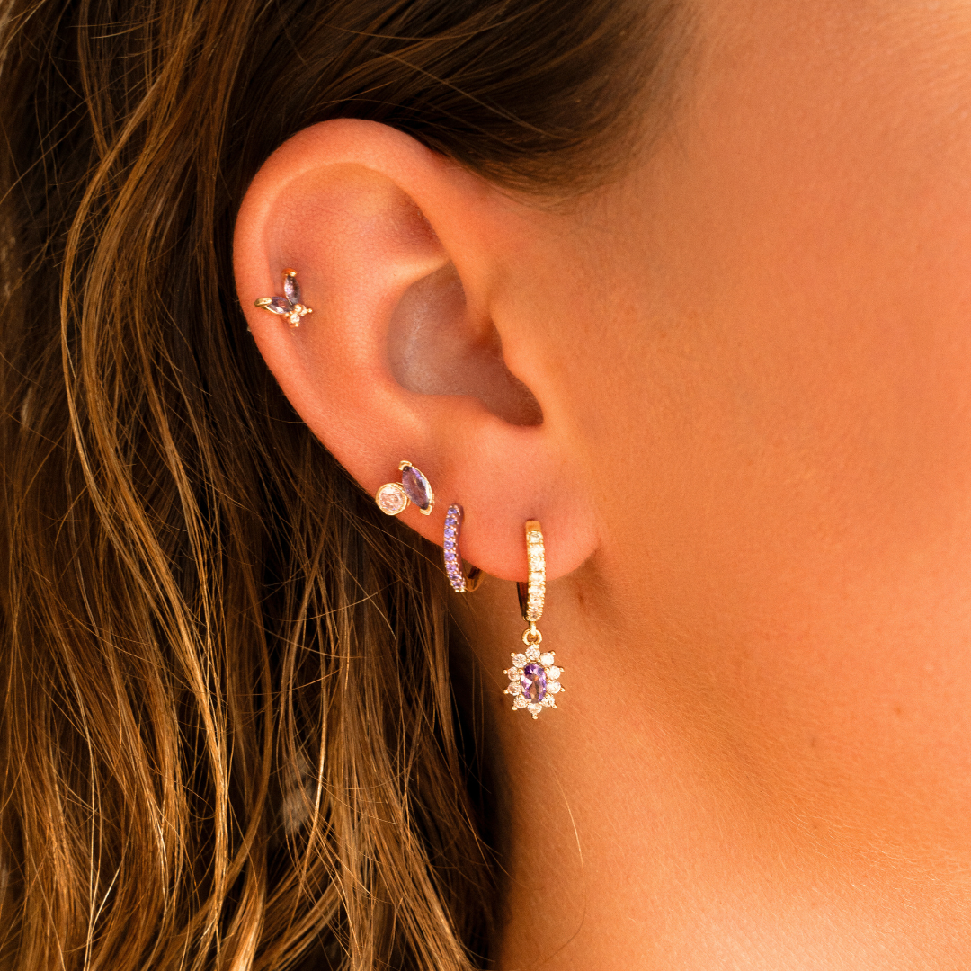 Doré Piercing papillon brillant violet en vente sur Faire1