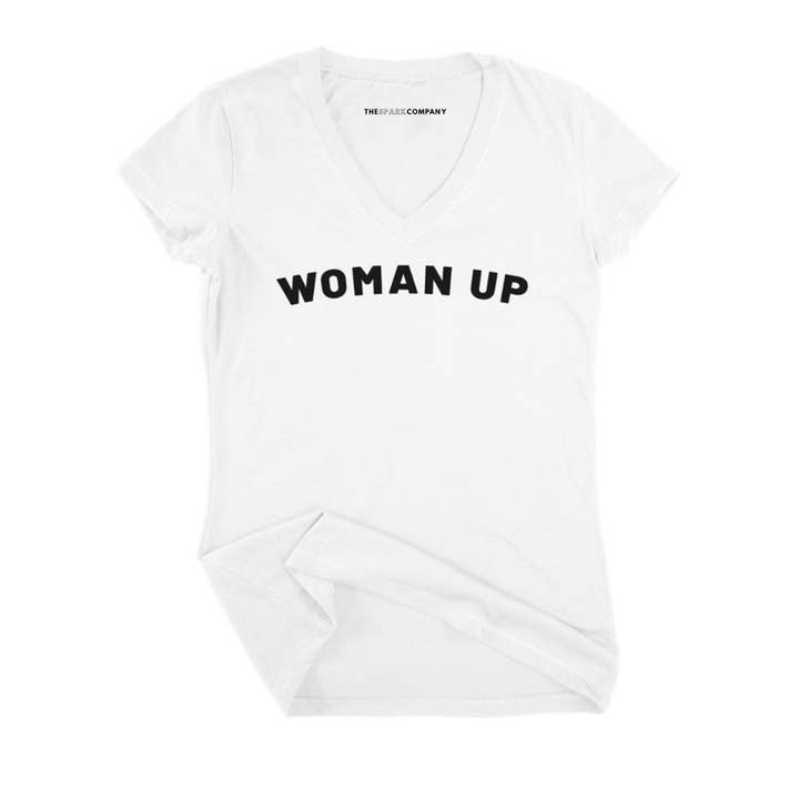 Woman Up Fitted V-Neck T-Shirt for wholesale by The Spark Company