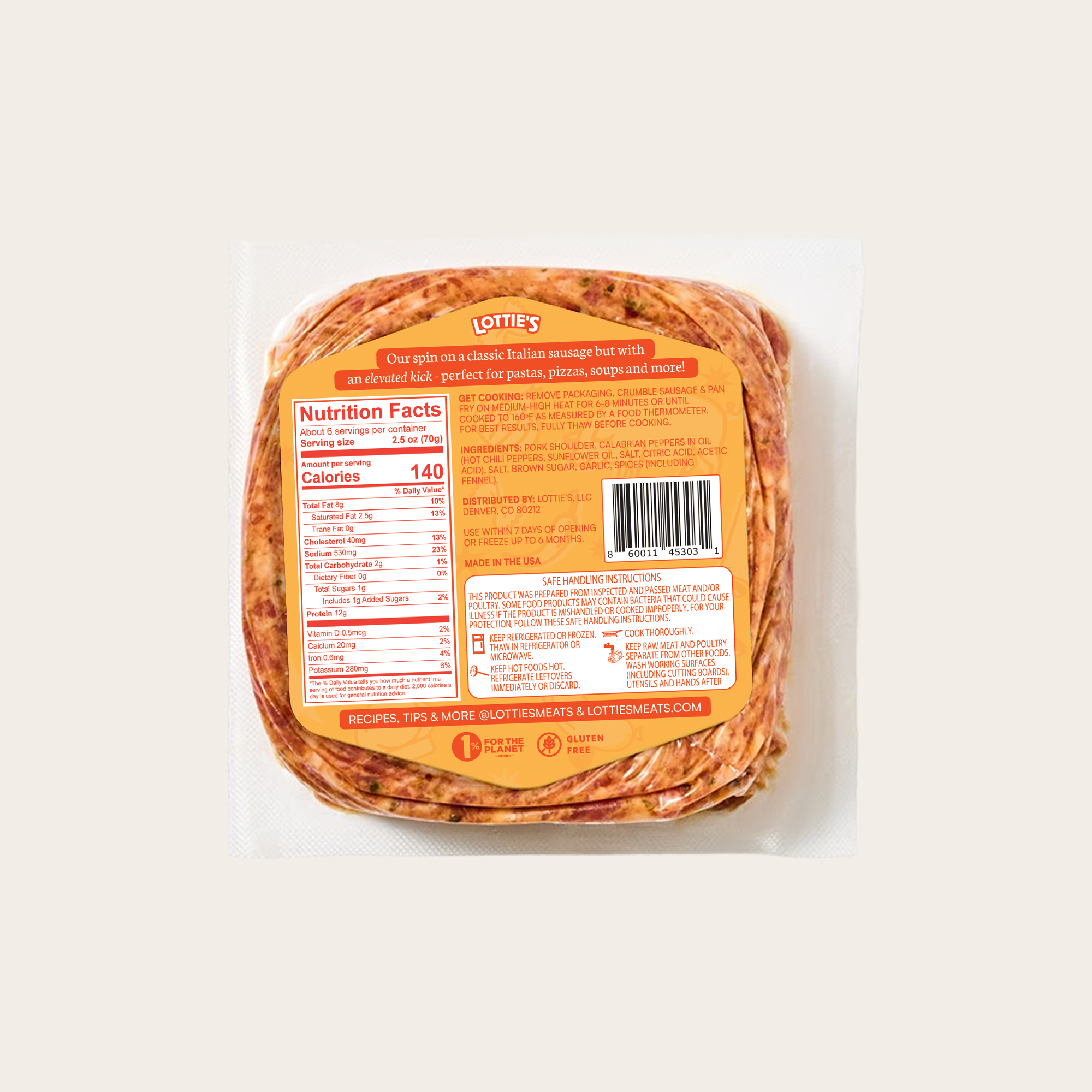 Lottie's Meats - Wholesale Sausage - Calabrian Sausage | Ground Pork Blend | 14 Units @ 16 oz ea.1