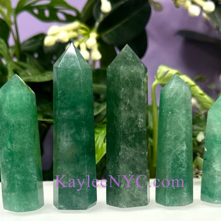 Wholesale Lot 1Lb Natural Green Strawberry Quartz Obelis Tow for wholesale by KayleeNYC