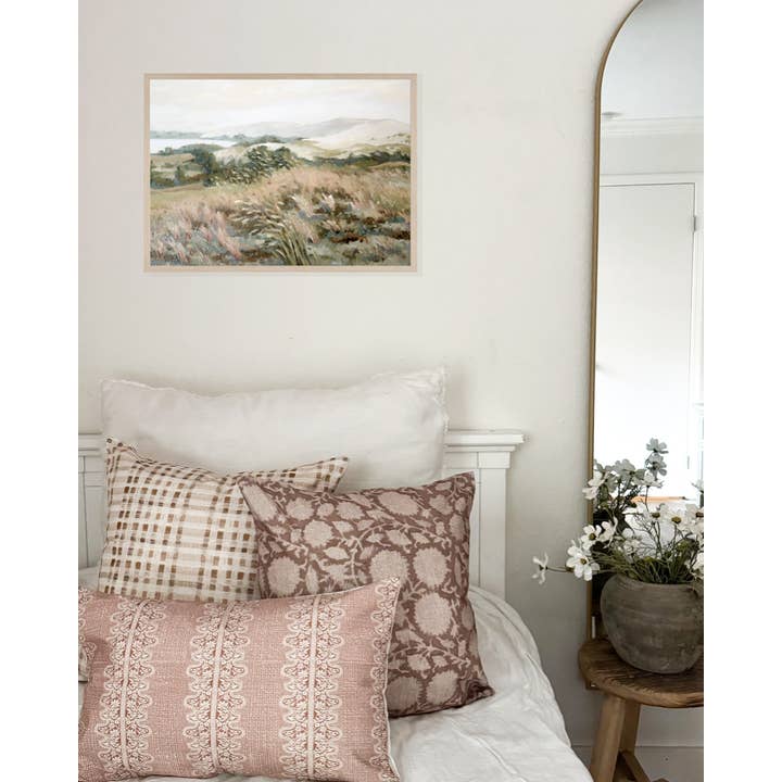 Cloth & Coast - Wholesale Throw Pillow Cover - Brown Floral Handblock Pillow Cover | Brown Neutral Tan |