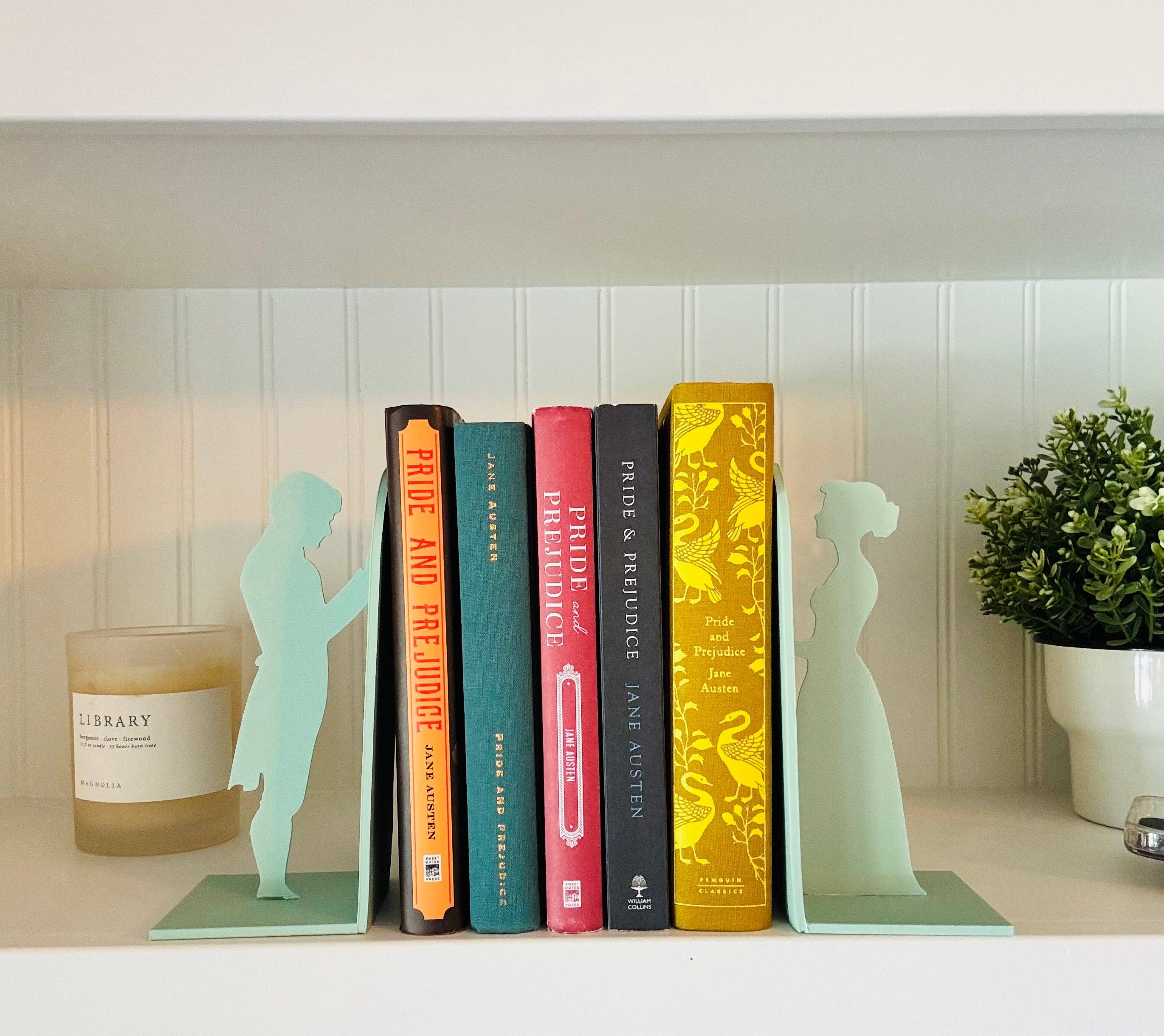 Modern Home Decorations - Wholesale Bookend - Pride and Prejudice Bookends | Literary Decor | Book Lover Gift | Regency Style Bookends | Elizabeth and Darcy Silhouette Bookends |BookNook21