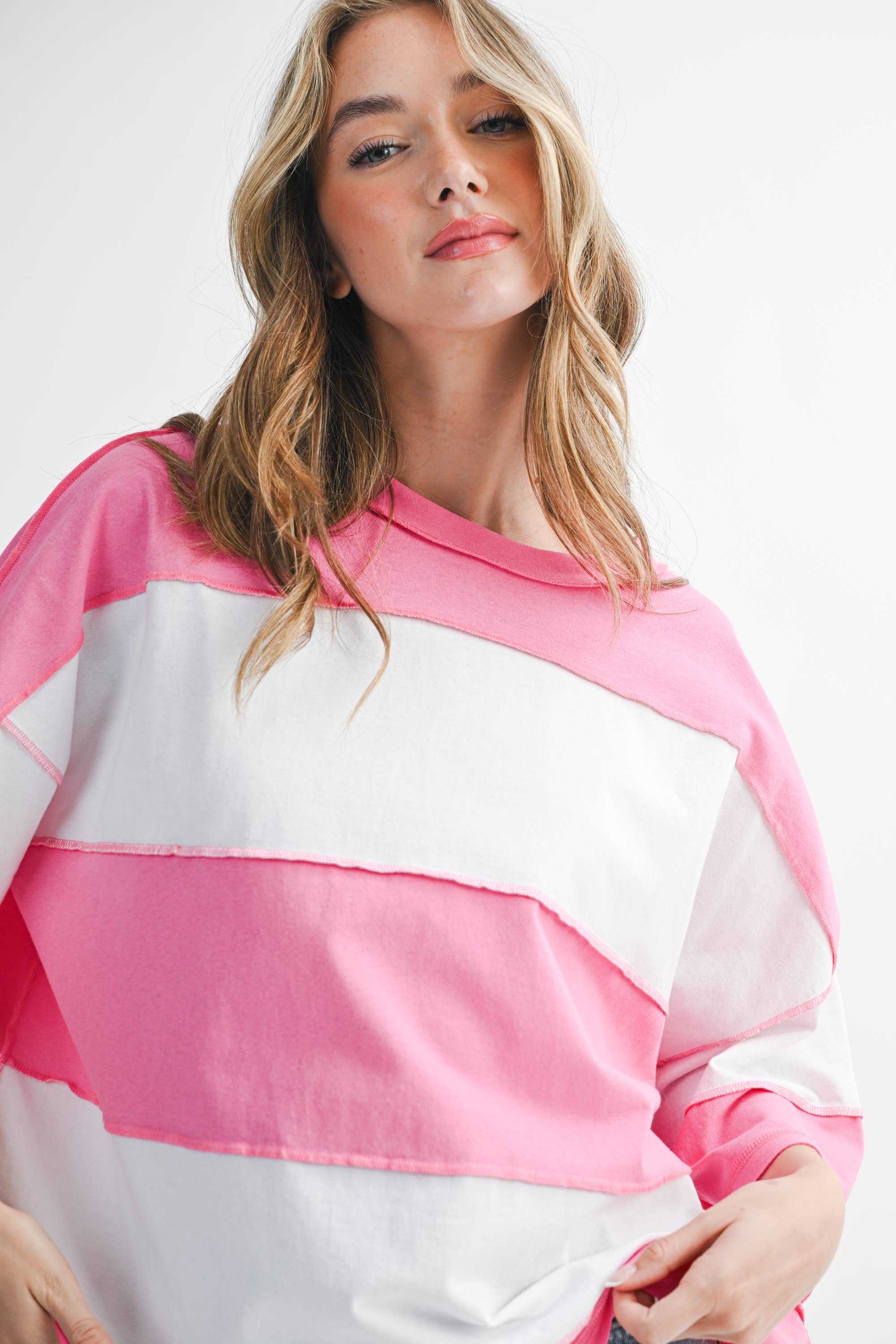 AEMI + CO - Wholesale Knit Top - Women's - 8417FN Polly Color Block Top50