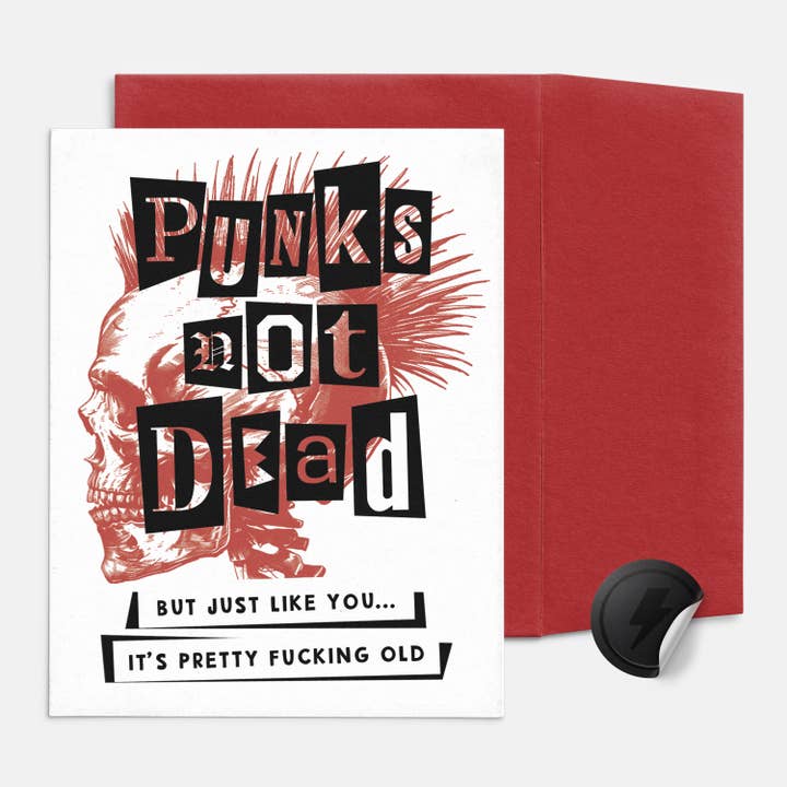 Rock'N Paper - Wholesale Birthday Card - Punks Not Dead Birthday Card, Punk Rock Greeting Card