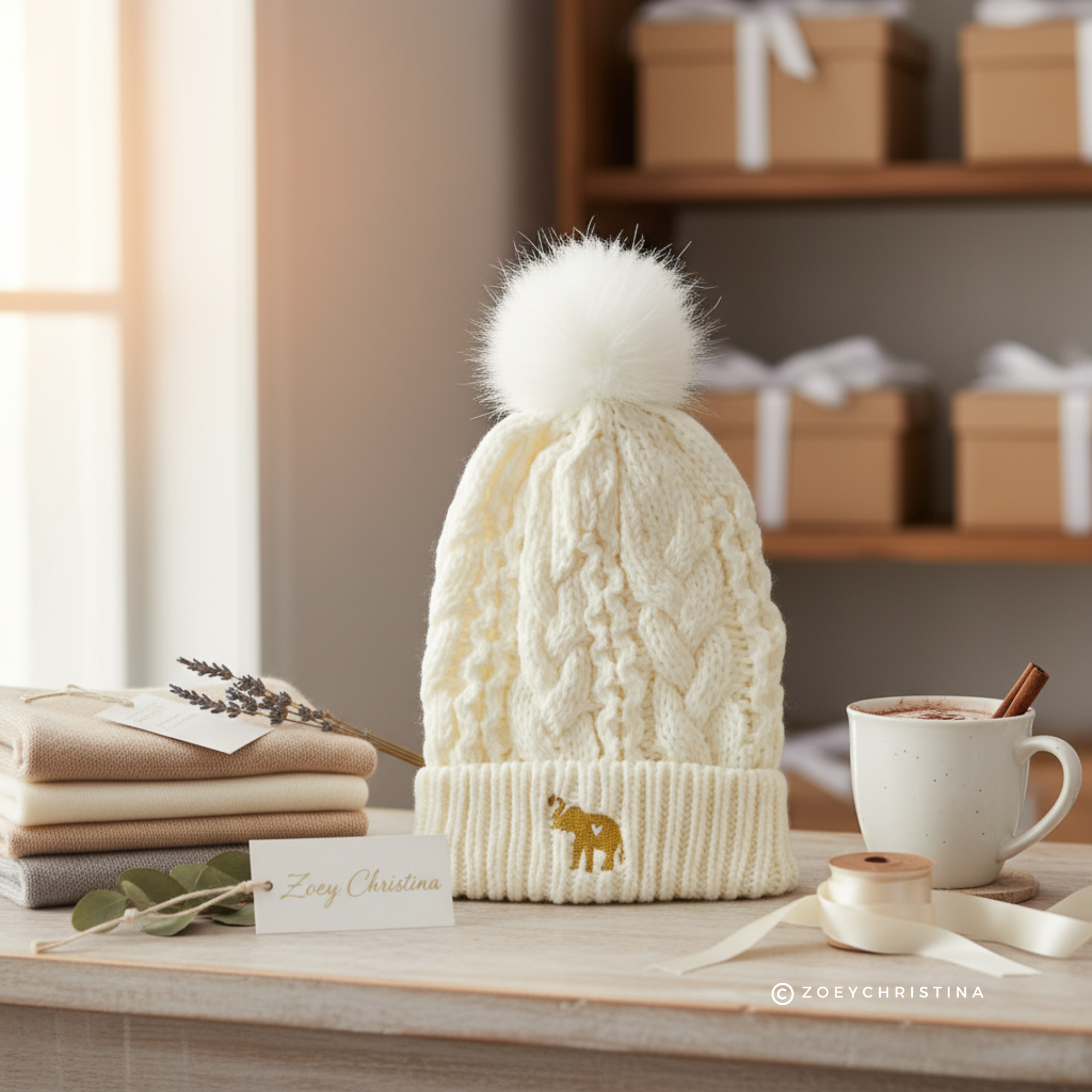 Zoey Christina - Wholesale Beanie - Women's - Elephant Embroidered Winter Hat5