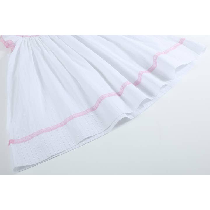 Lil Cactus - Wholesale Dress - Kids - White and Pink Cross Smocked Bishop Dress4