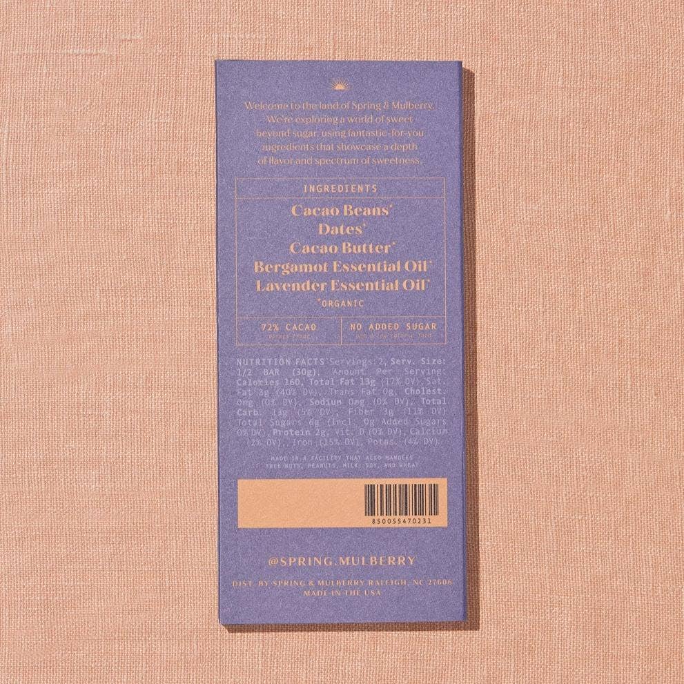 Spring & Mulberry - Wholesale Chocolate Bar - Earl Grey Date-Sweetened Dark Chocolate2