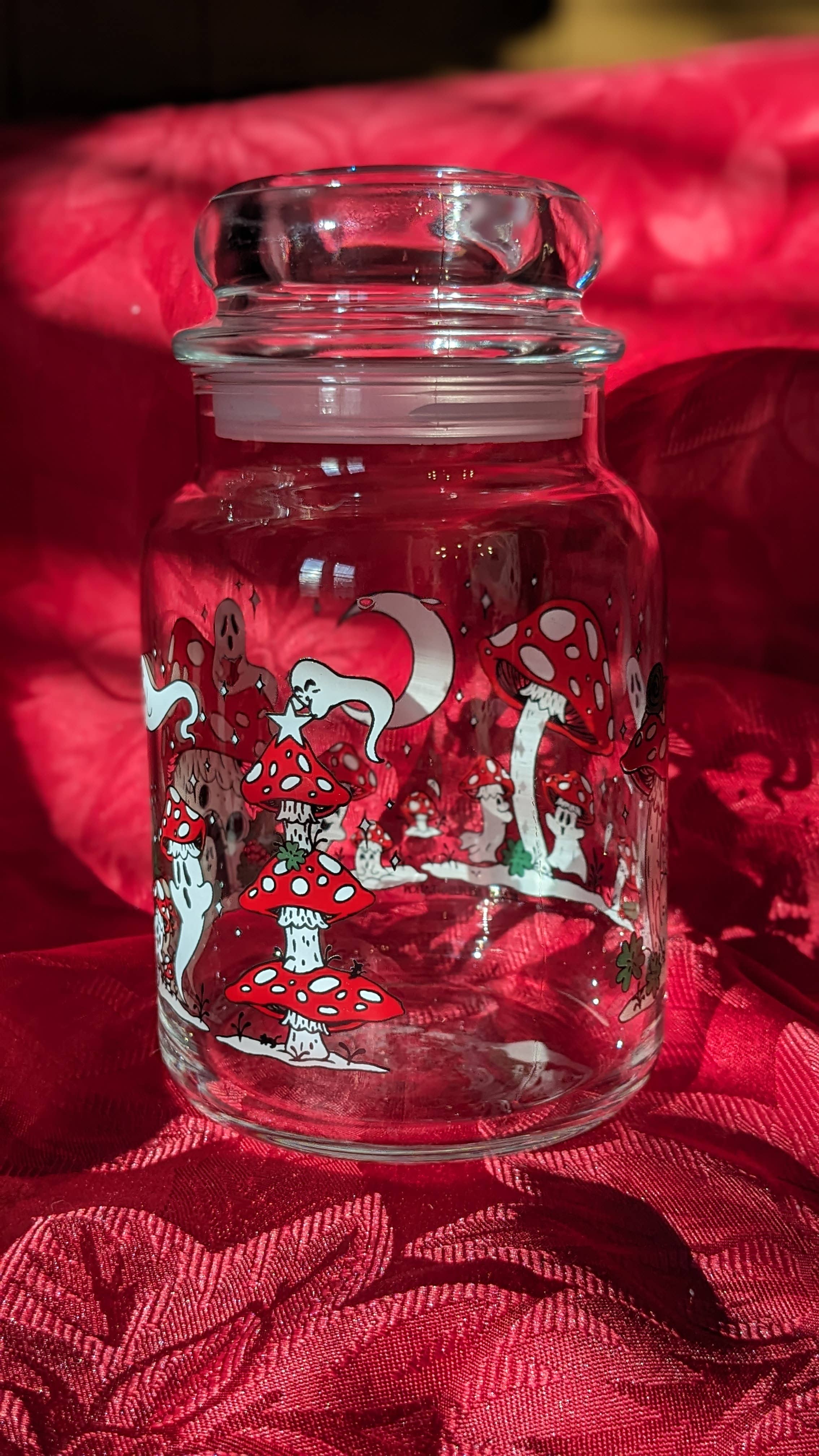 Meagan Meli Illustration - Wholesale Jar - Ghost Mushrooms in the Snow Vintage Inspired Candy Jar3