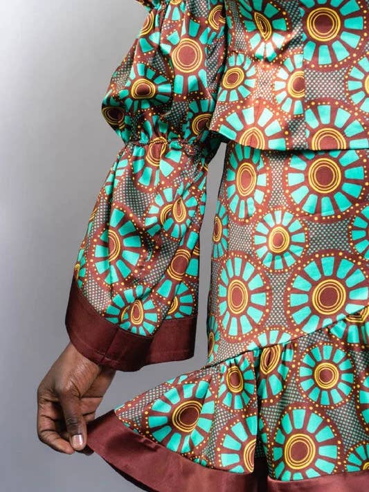 Turquoise Sunburst Türkisfarbener Sonnenstrahl-Rüschen-Minirock for wholesale on Faire3