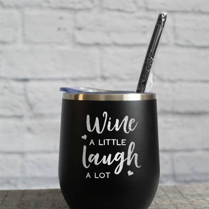 Katie & Company - Wholesale Insulated Mug/Tumbler - Wine A Little Laugh A Lot Mug Wine Tumbler2