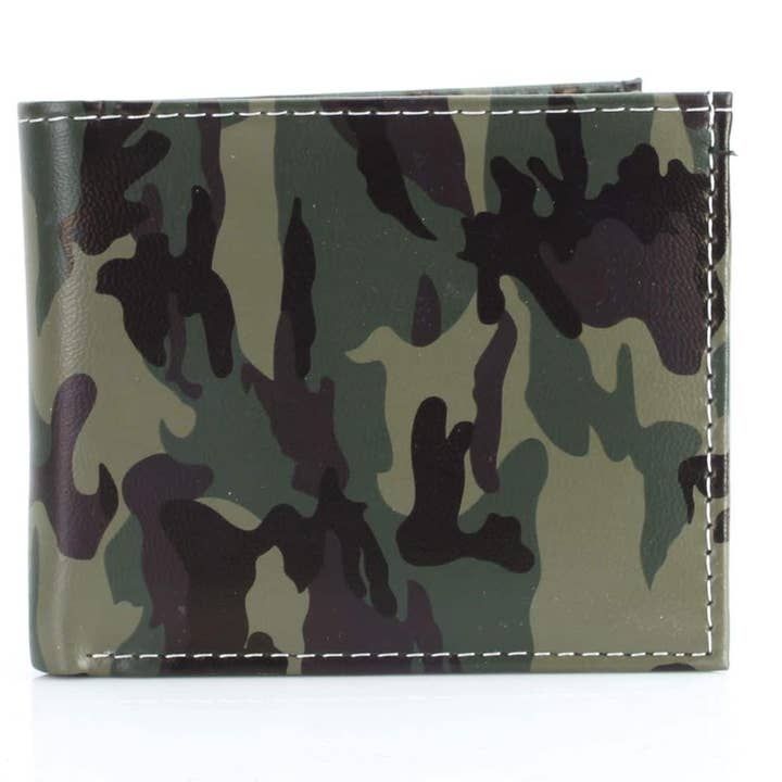 Leather Impressions Inc - Wholesale Wallet - Men's - Camouflage Vegan Leather Bi Fold Wallet