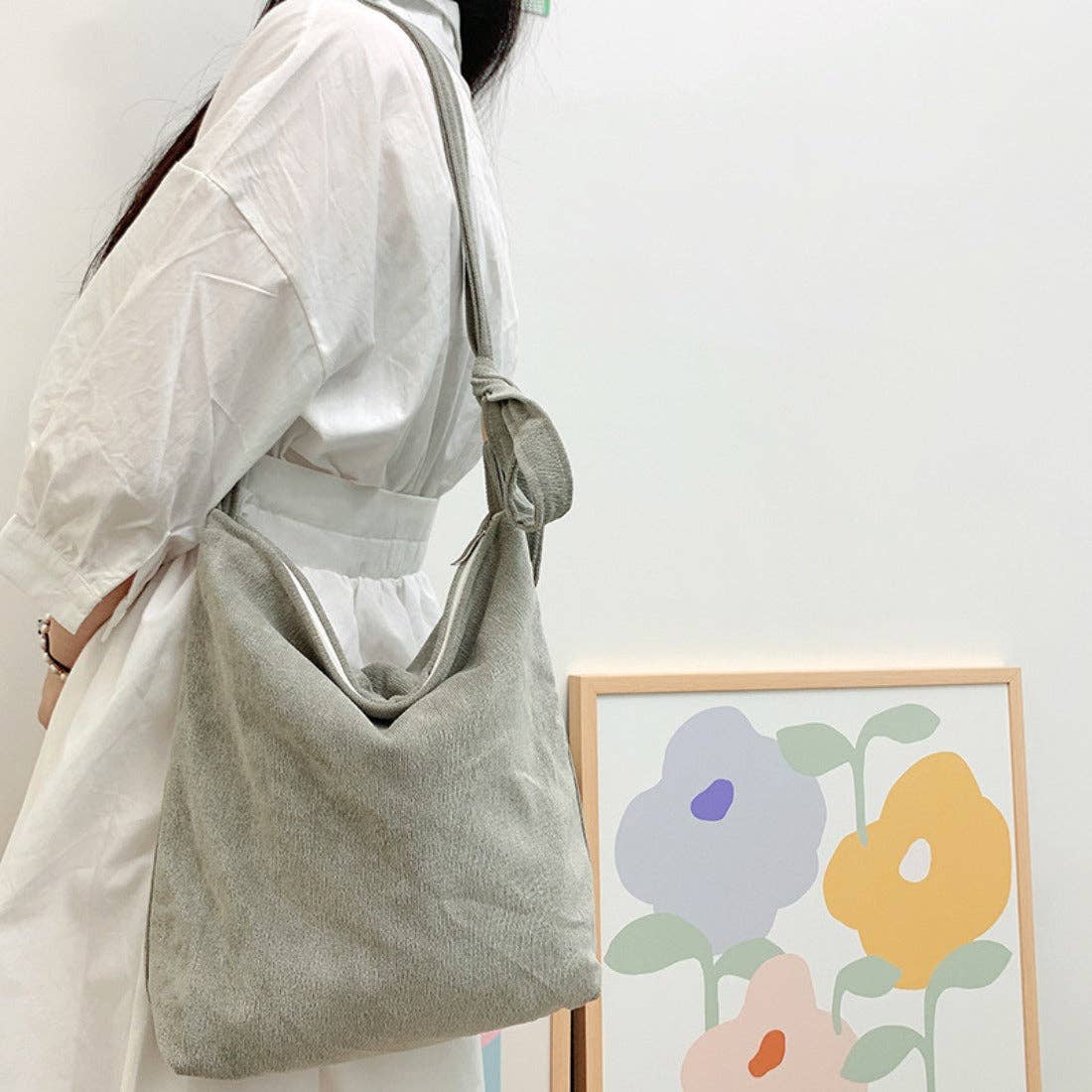 Funkyrel® Atzbranding Limited - Wholesale Shoulder Bag - Women's - Cosbai - Vintage Solid Corduroy Shoulder Bag4