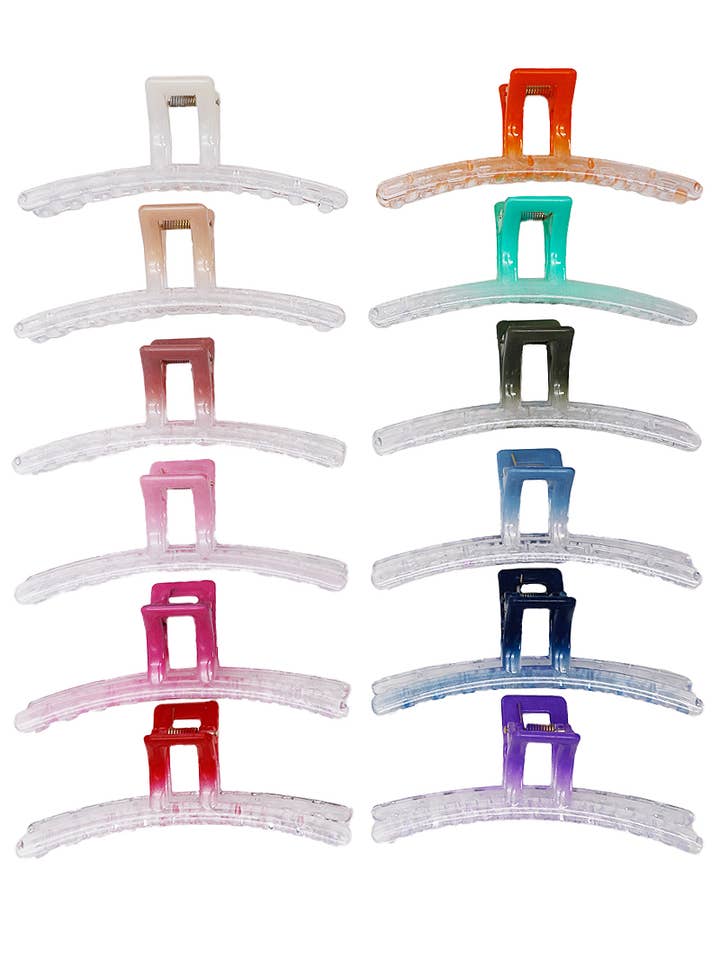 Ombre Dip Dye Clear Extra Wide Curve Hair Claw for wholesale by Cap Zone