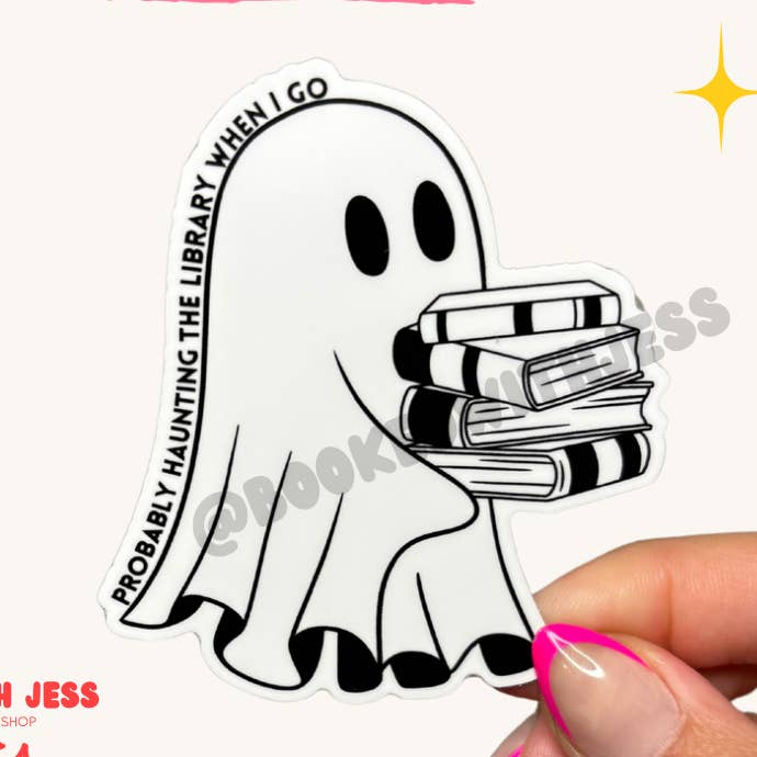 Haunting the Library Sticker for wholesale by Booked with Jess