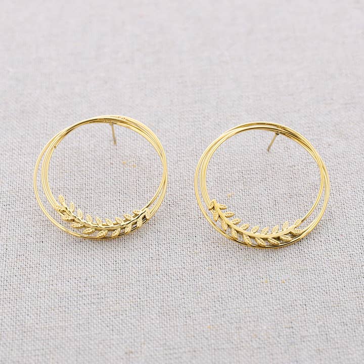 Boucles d'oreilles acier triple anneau épi pour la vente par Sonata