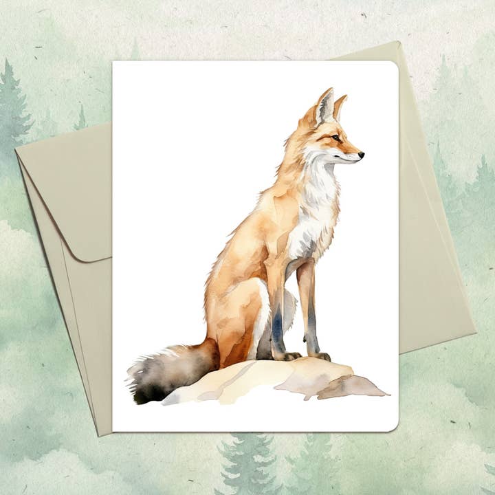 Tarjeta de felicitación de zorro sentado hecho a mano para venta al por mayor de Soul Familiar