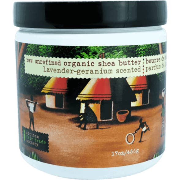 100% pure raw unrefined organic shea butter with Lavender Geranium Scented 17oz. / 456 grams size -sk-1444 for wholesale by African Fair Trade Society