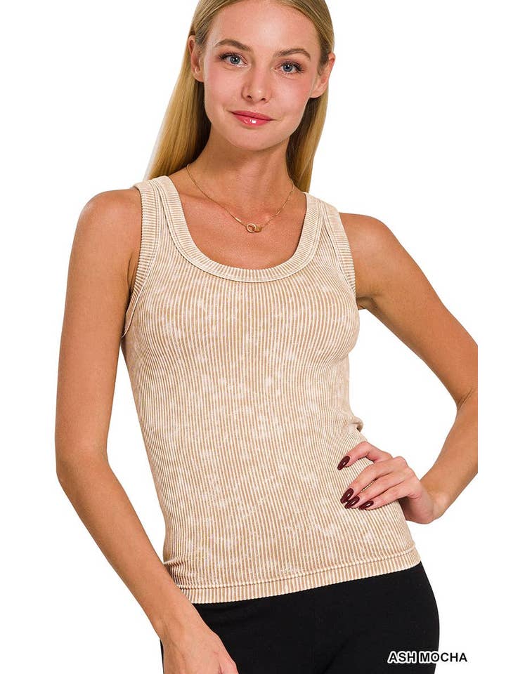 Vanilla Monkey - Vendita all'ingrosso Top in maglia - Donna - Canotta senza cuciture a costine lavata con scollo a 2 vie