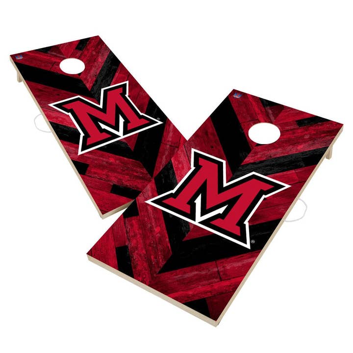 Miami University RedHawks Herringbone Cornhole Set for wholesale by Skip's Garage