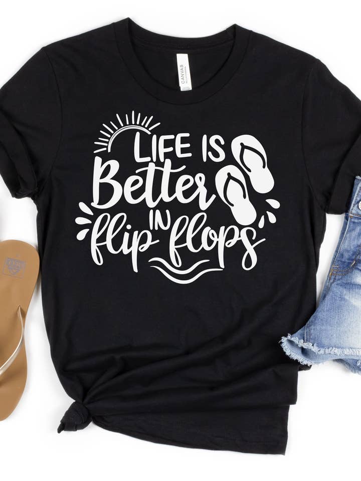 Life is Better in Flip flops Shirt, Summer Vacation Tee for wholesale by Gerdees