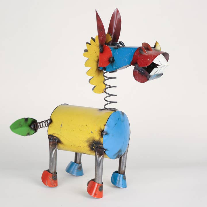 My Amigos Imports - Wholesale Outdoor Ornament/Decor - Colorful Metal Springy Donkey-Garden-Yard Art-Two Sizes