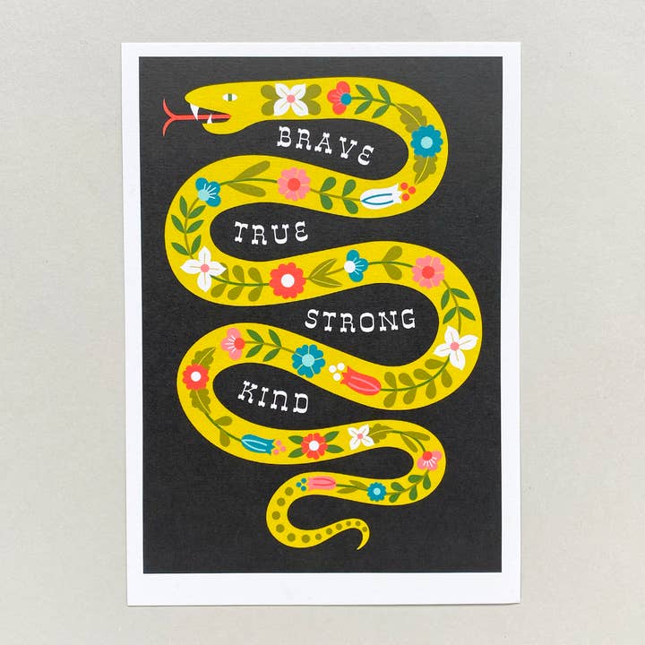 A5 art print - Brave illustrated snake for wholesale by Maggie Magoo Designs