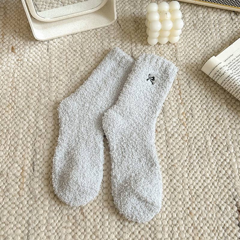 MKS America - Wholesale Socks - Women's - Fluffy Bow Ribbon Coral Fleece Socks4