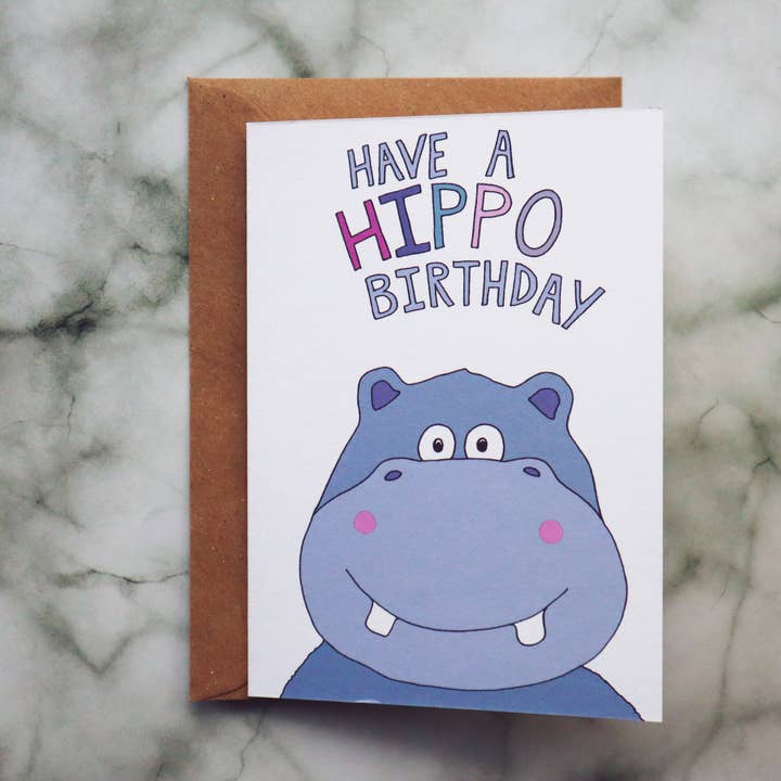 Children's Birthday Card - Hippo Birthday for wholesale by Harris Card Co