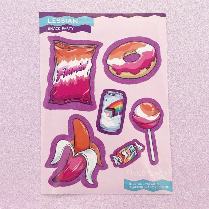 Lesbisk snacks-klisterark for engroshandel hos Wild Fancy Design