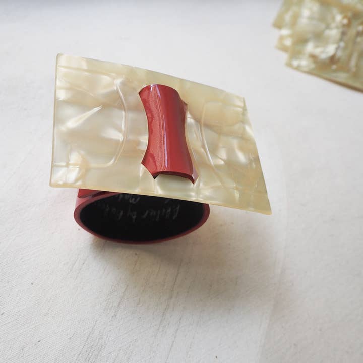 Large Brasilia Mother-of-Pearl Effect Red Bracelet for wholesale by Buttons Paradise