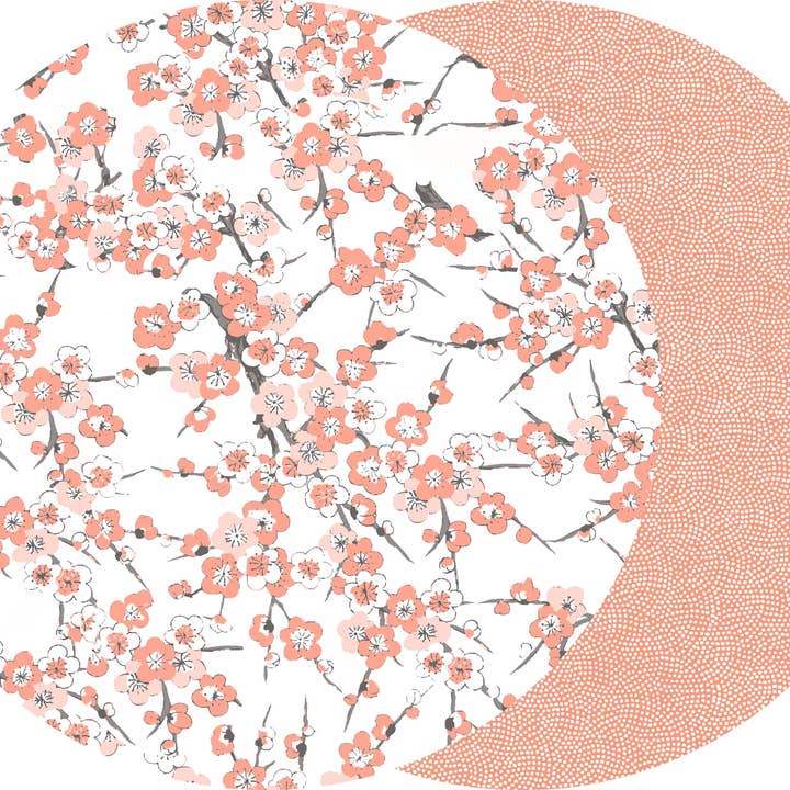 ROUND BLOSSOM AND DOT FAN PEACH PLACEMAT for wholesale by Holly Stuart Home
