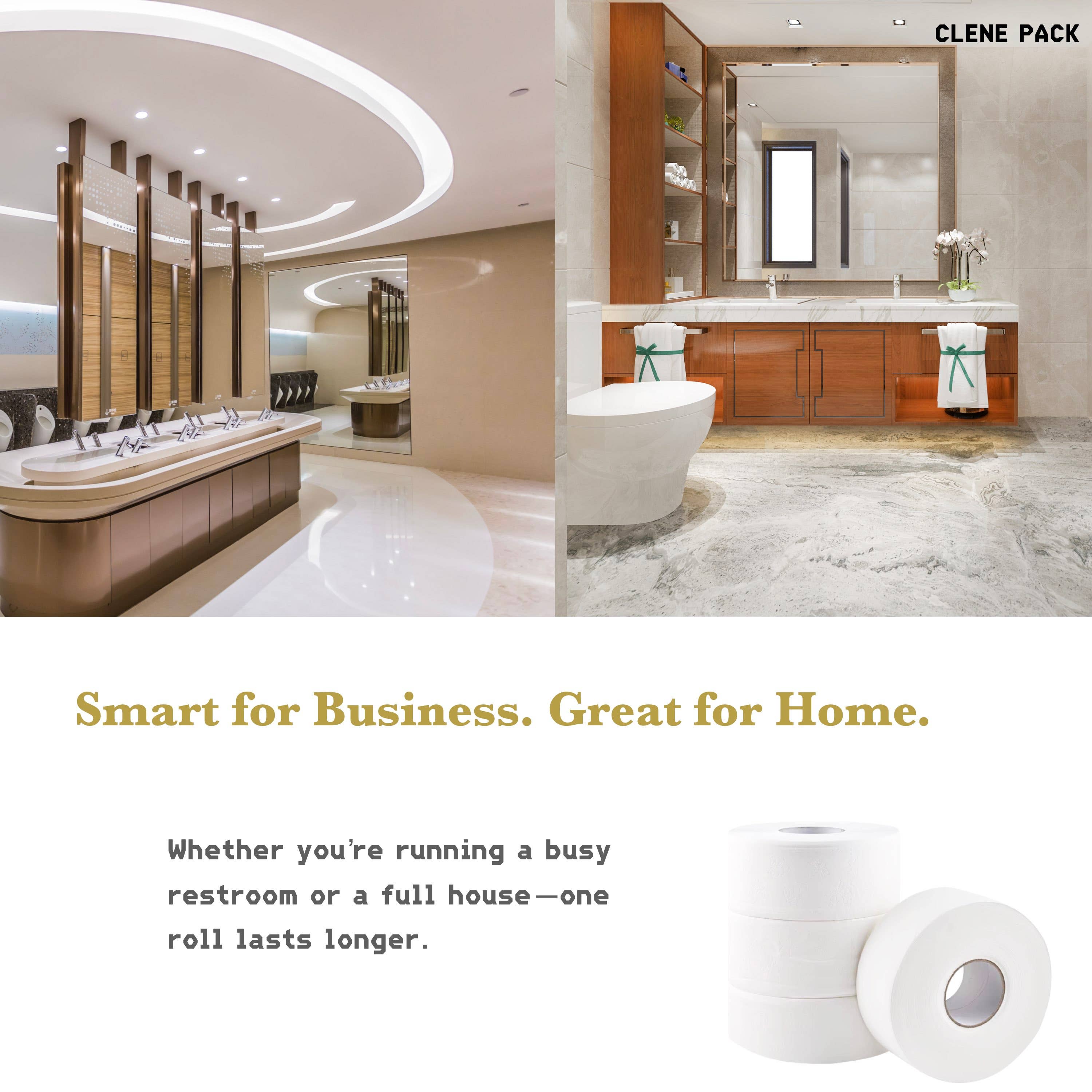 Clene Pack – wholesale Toilet paper – CLENE PACK Mini Jumbo Toilet Paper Roll, 3-Ply,12×440ft Roll1