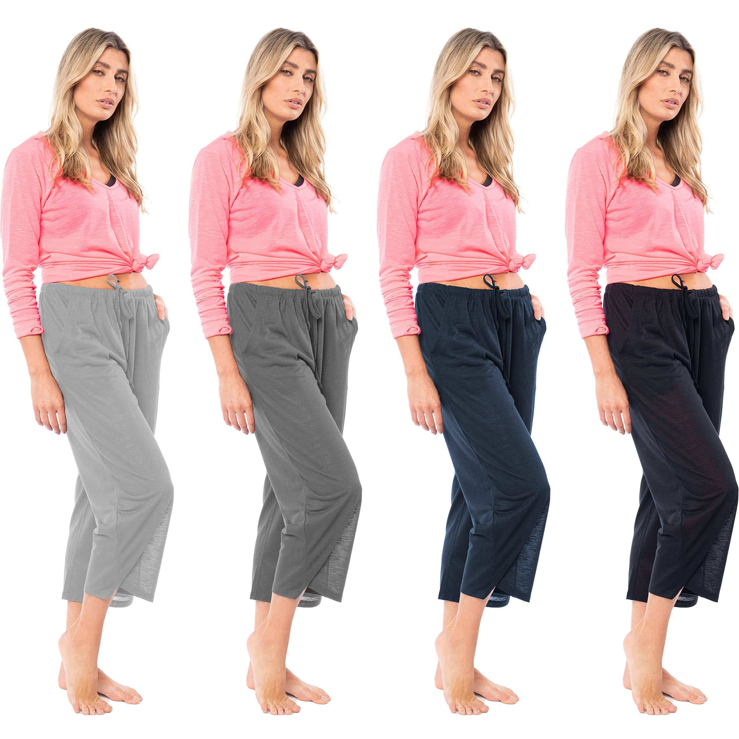 I-Wear Brands - Wholesale Lounge Sweatpants/Joggers - Women's - 4 Pack Women's Casual Poly-Slub Capri-Length Lounge Pants30
