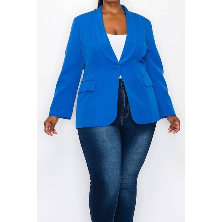 PLUS STØRRELSE KRAVE KNAP FORAN LANGÆRMET BLAZER for engroshandel hos Curve Market