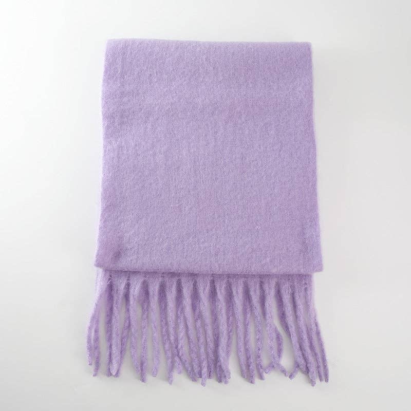 Dipped Shop - Wholesale Scarf - Women's - 2+ Solid Color Tassel Mohair Scarves DPKS10020