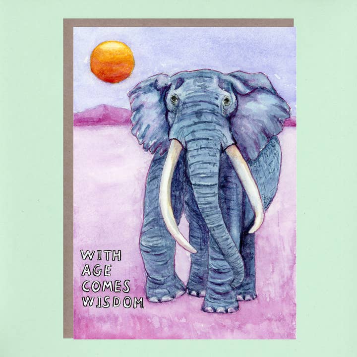 Com a idade vem a sabedoria II - elefante e sol por atacado de Flower Bird Art Studio