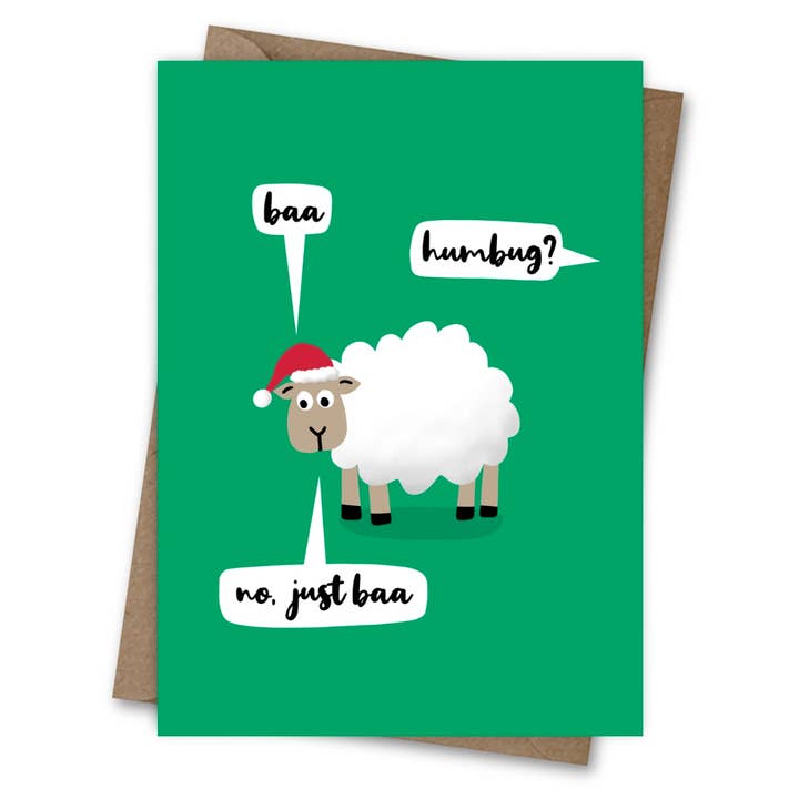 Baa Humbug Christmas Card A6 for wholesale by Sassy Sarah