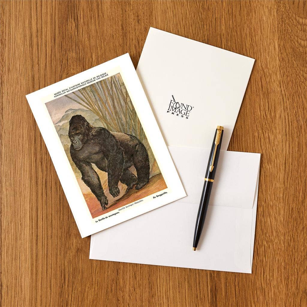 Found Image Press - Venta al por mayor Conjunto de papelería y tarjetas - Tarjeta de Felicitación AN-99 Gorila de las Tierras Altas1