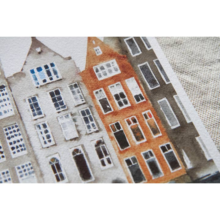 Yuliasheart - Wholesale Art Print - Amsterdam Watercolor, Earth Tone City Art, Unframed