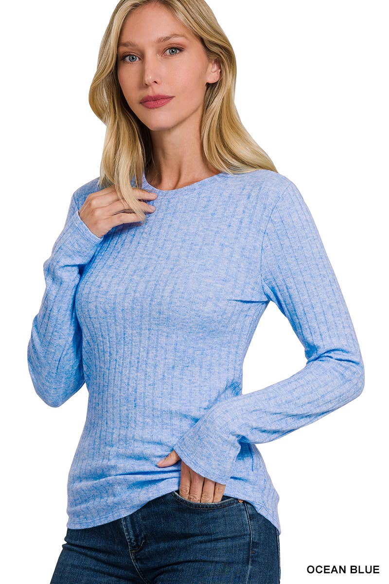 42POPS - Wholesale Knit Top - Women's - ._ SI-25202 RIBBED LONG SLEEVE ROUND NECK TOP6
