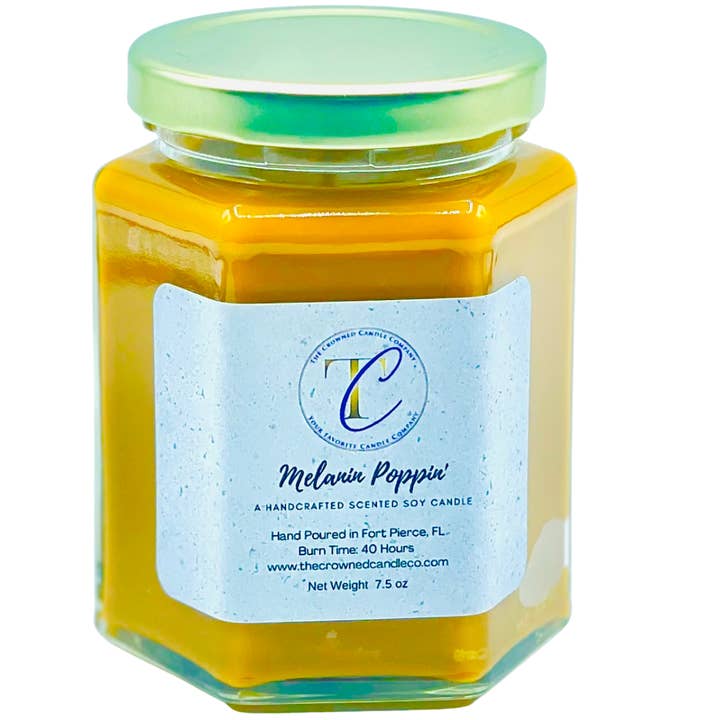 Melanin Poppin Soy Candle for wholesale by The Crowned Candle Company