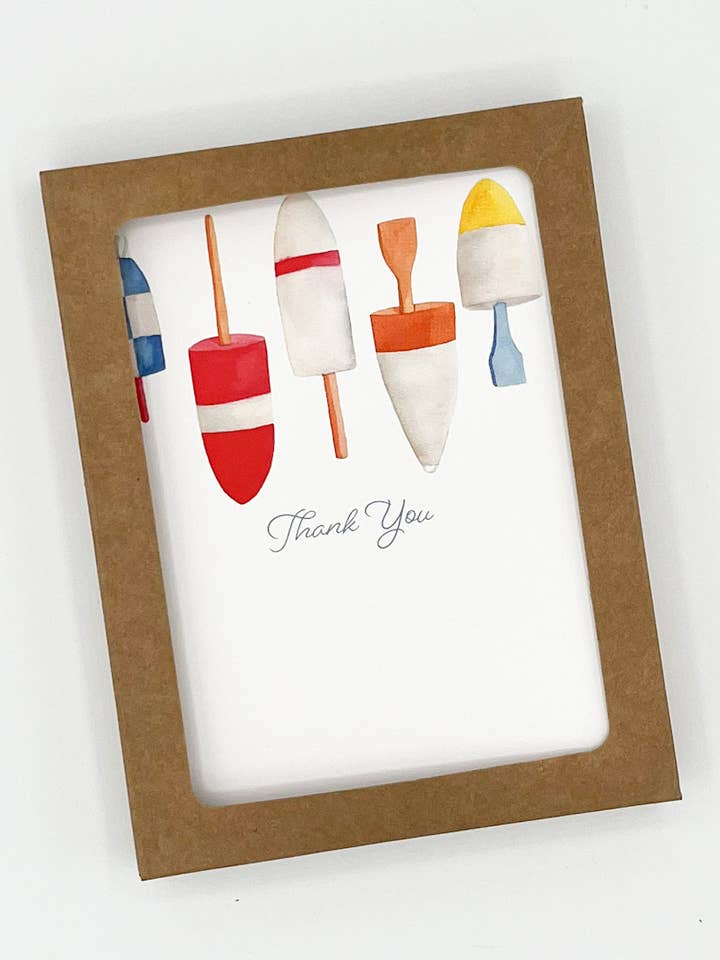 "Boias de Agradecimento" cartão de aguarela - conjunto de 6 embalados em caixa por atacado de Melissa Hyatt