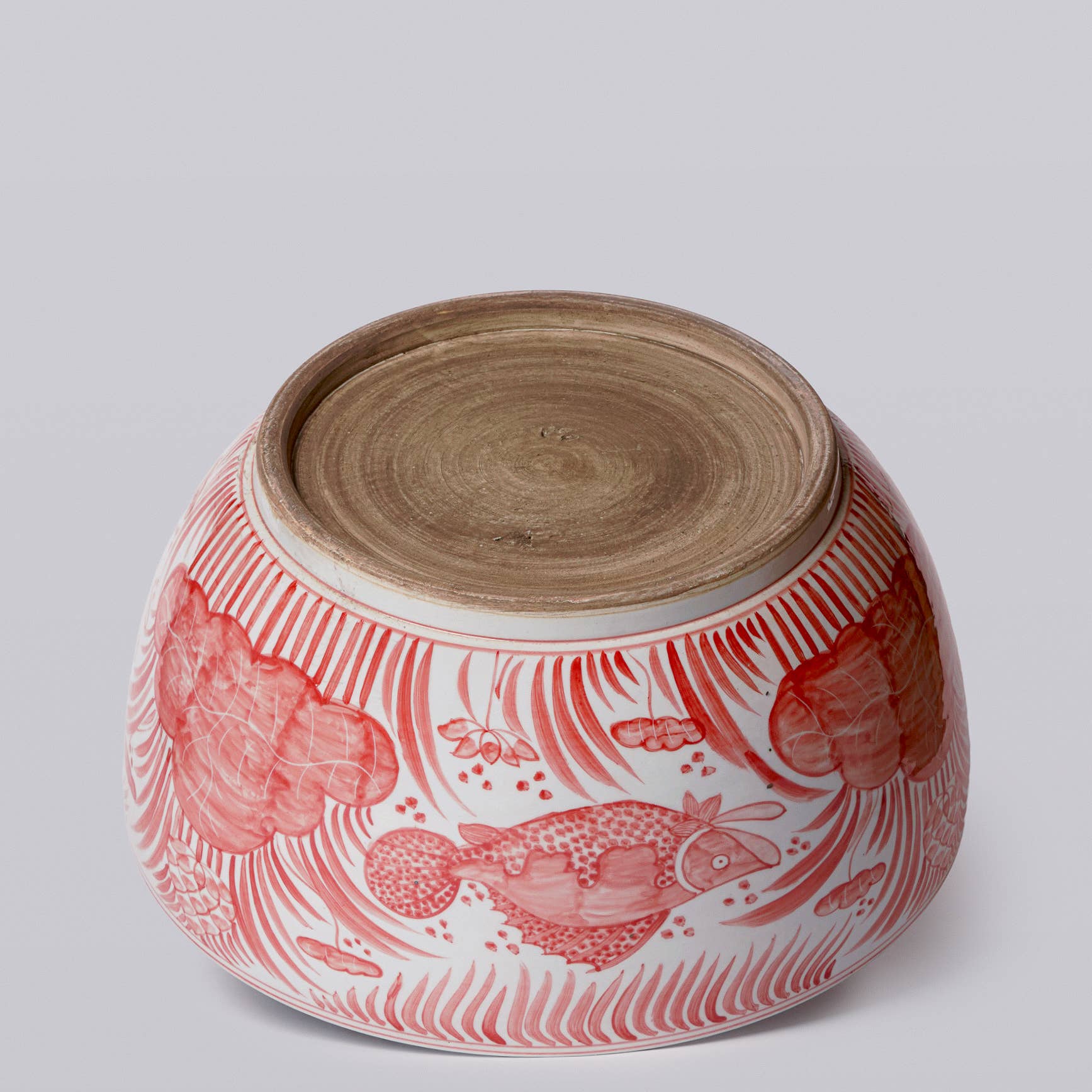 Cobalt Guild - Wholesale Decoratief bord/schotel/kom - Rood en Wit Porseleinen Vis en Lotus Grote Kom3