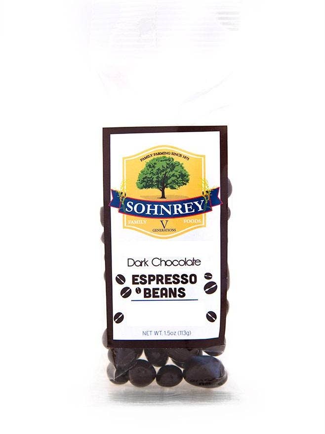Dark Chocolate Espresso Beans 1.5 oz for wholesale by Sohnrey Family Foods LLC